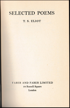 Selected Poems by T. S. Eliot # 42381