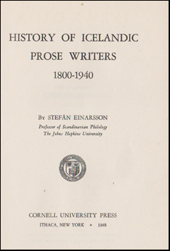 History of Icelandic prose writers 1800-1940 # 45828