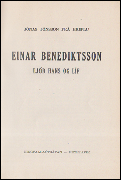 Einar Benediktsson. Lj hans og lf # 70509