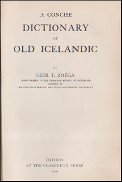 A Concise Dictionary of Old Icelandic # 59333