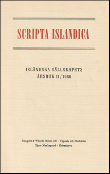 Scripta Isladica 11/1960 # 61212