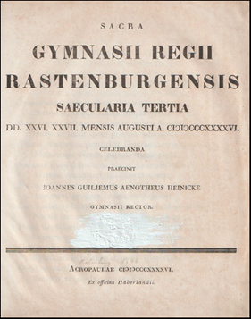 Sacra gymnasii regii Rastenburgensis # 65093