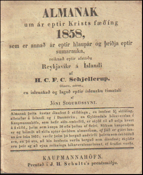 Almanak um r eptir Krists fing 1858 # 70040