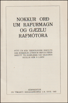 Nokkur or um rafurmagn og gzlu rafmtora # 83552